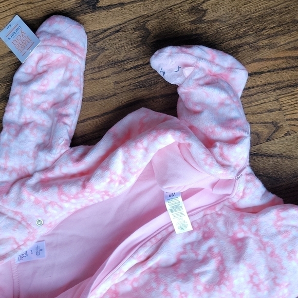 Carter's Girl Baby Pink Sz.6mo Zipped Warm Fuzzy Bunny Easter Outwear Jumpsuit - Picture 8 of 12